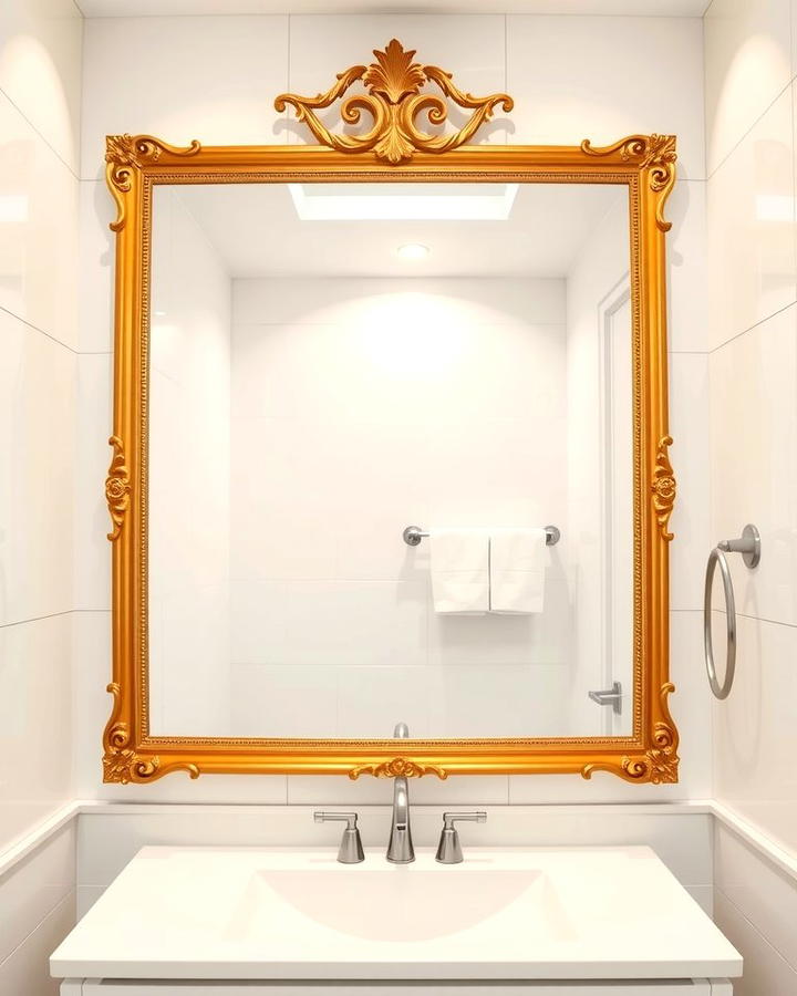 Gold Framed Mirrors - 25 White and Gold Bathroom Ideas