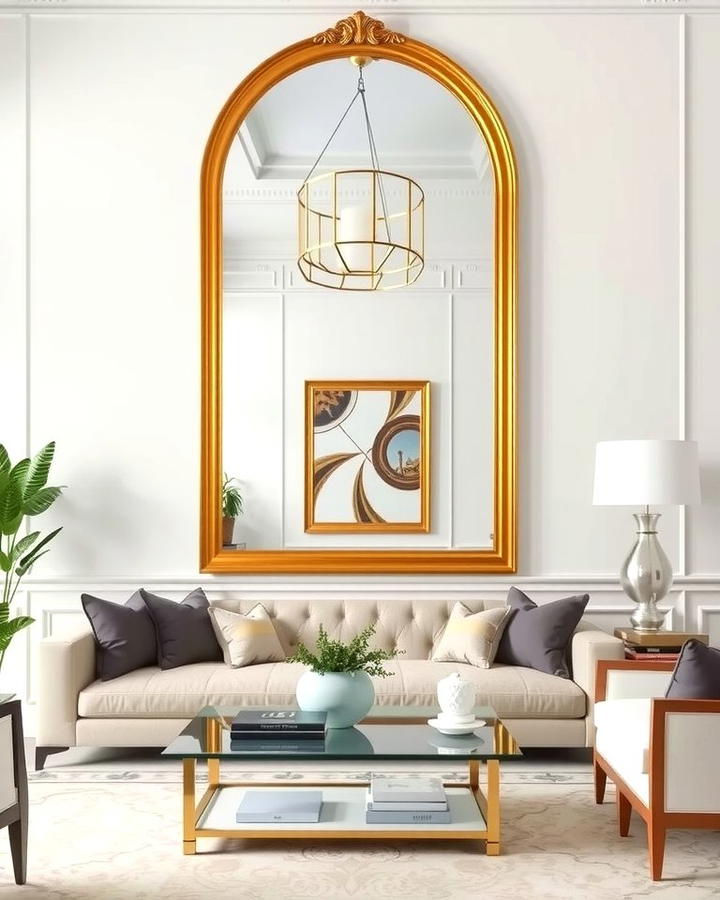 Gold Framed Mirrors - 25 White and Gold Living Room Ideas