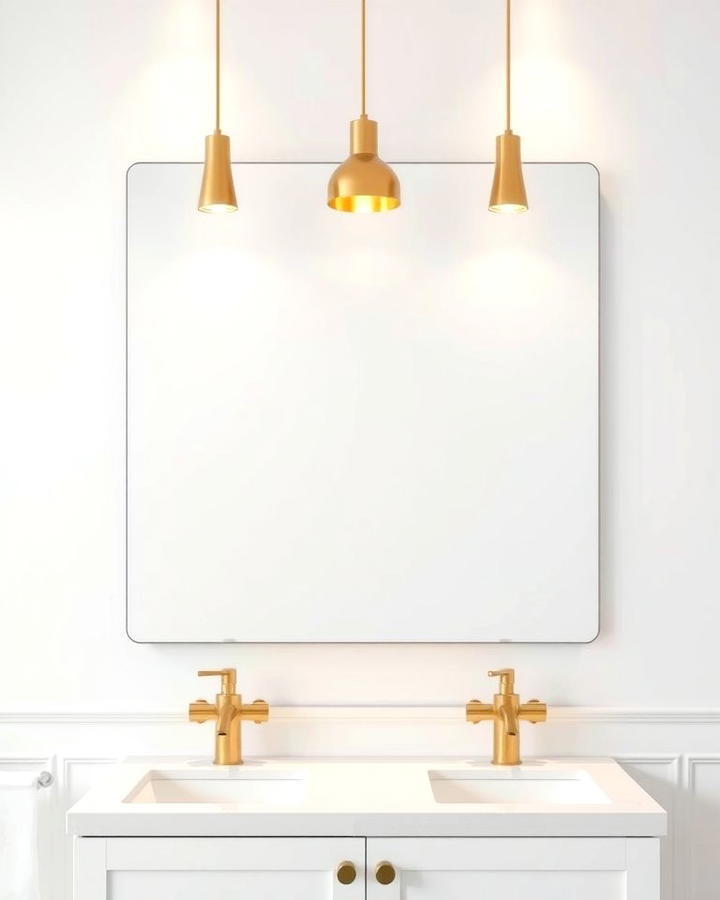 Gold Pendant Lighting - 25 White and Gold Bathroom Ideas