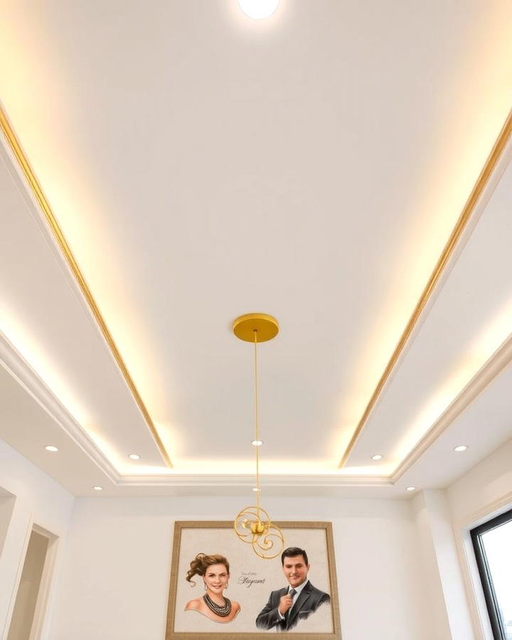 Gold Trimmed Ceiling Fixtures - 25 White and Gold Living Room Ideas