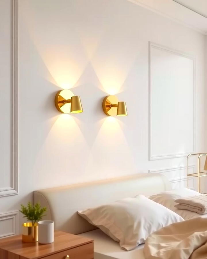 Gold Wall Sconces - 25 White and Gold Bedroom Ideas