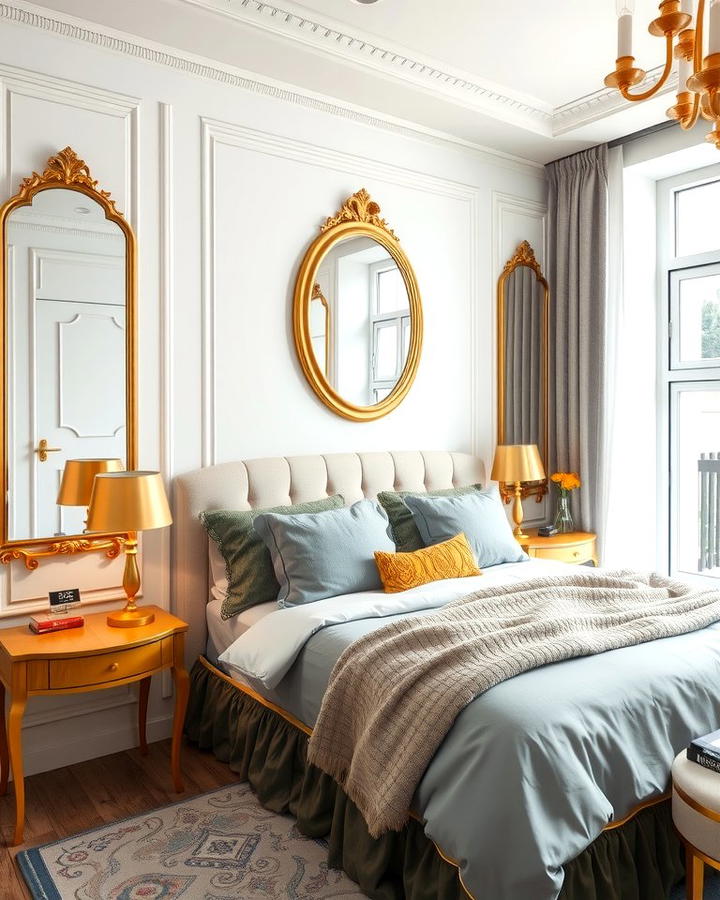 Gold and Grey Accents - 25 Yellow and Grey Bedroom Ideas
