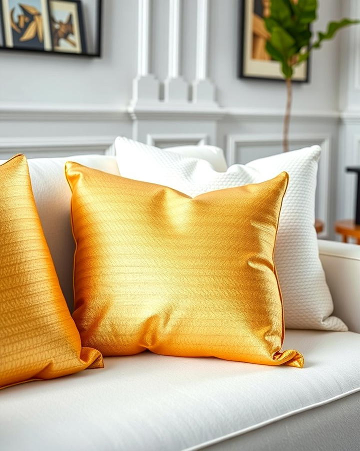 Gold and White Throw Pillows - 25 White and Gold Living Room Ideas