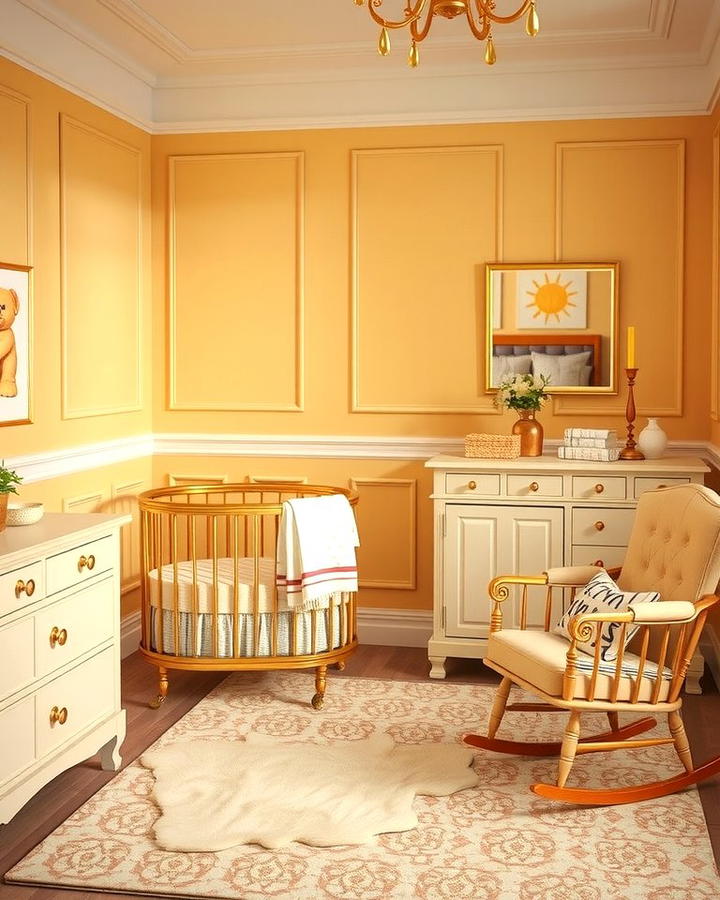 Golden Accented Furniture - 25 Yellow Nursery Ideas