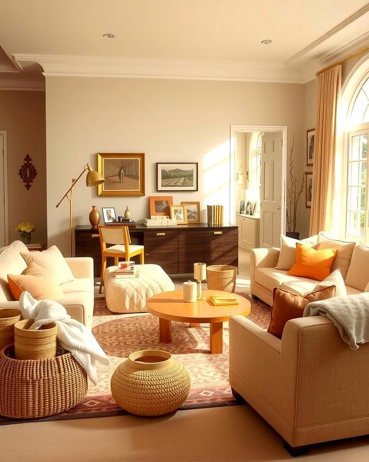 Golden Beige Glow - 25 Monochromatic Living Room Ideas