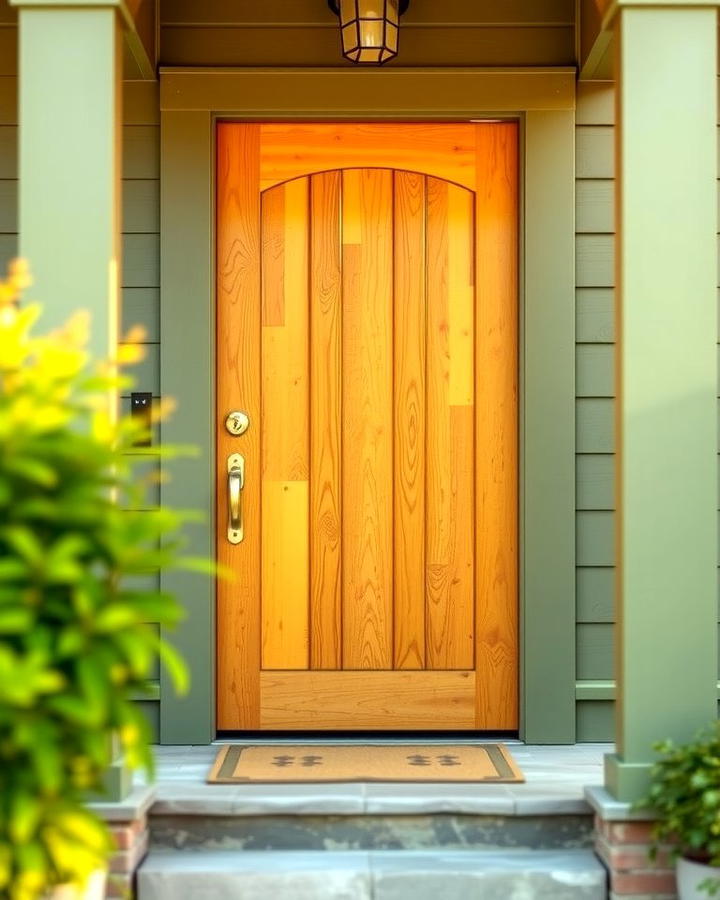 Golden Maple Glow - 25 Stained Front Door Ideas