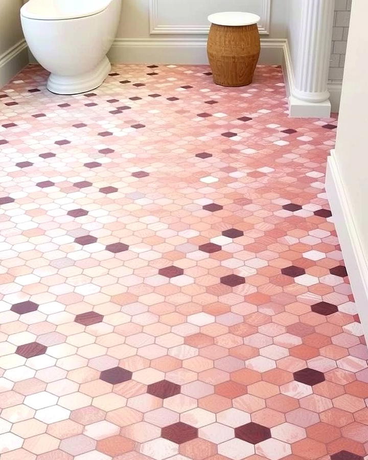 Gradient Ombre Penny Tile Floor - 25 Penny Tile Bathroom Floor Ideas