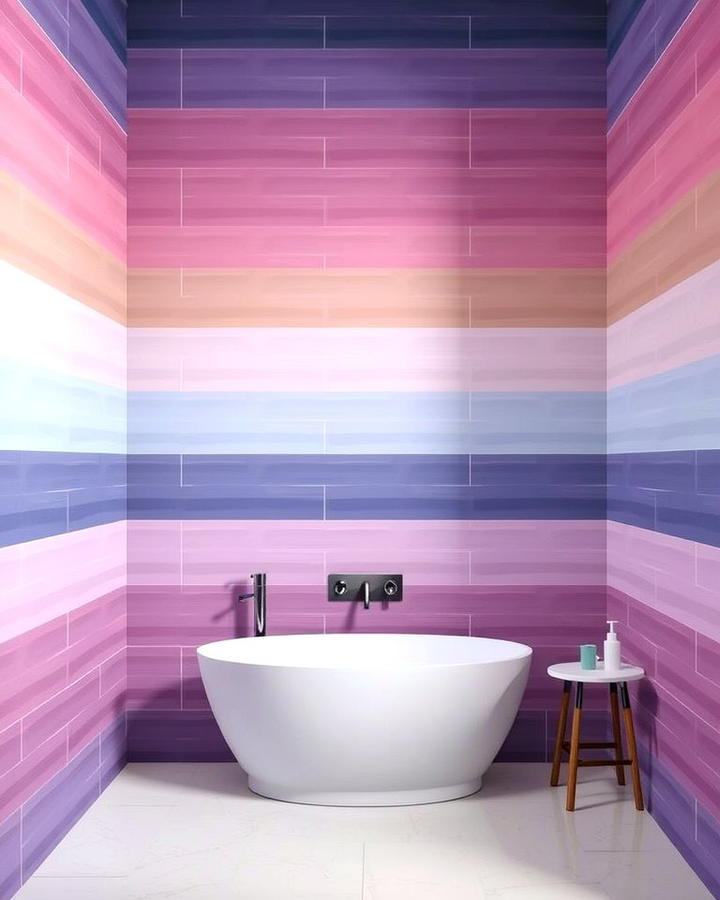 Gradient Ombre Tiles - 30 Half-wall Tile Bathroom Ideas