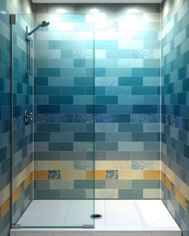 Gradient Tiles for a Unique Effect - 25 Walk-in Shower Tile Ideas