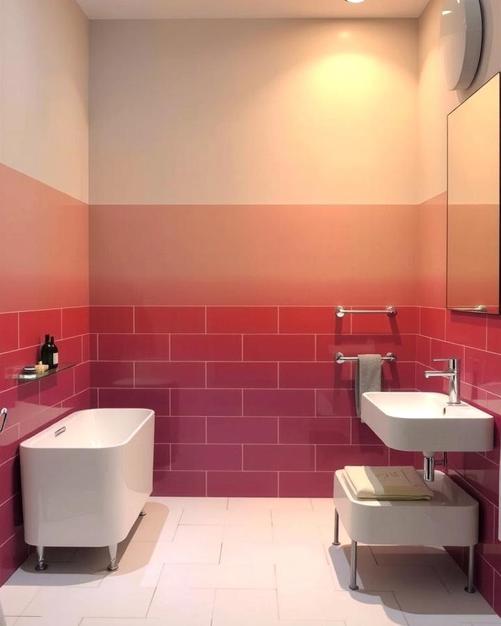 Gradient Tiles for a Unique Transition - 30 Half-wall Tile Bathroom Ideas