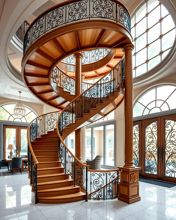 Grand Spiral for a Luxurious Entrance - 30 Curved Staircase Ideas