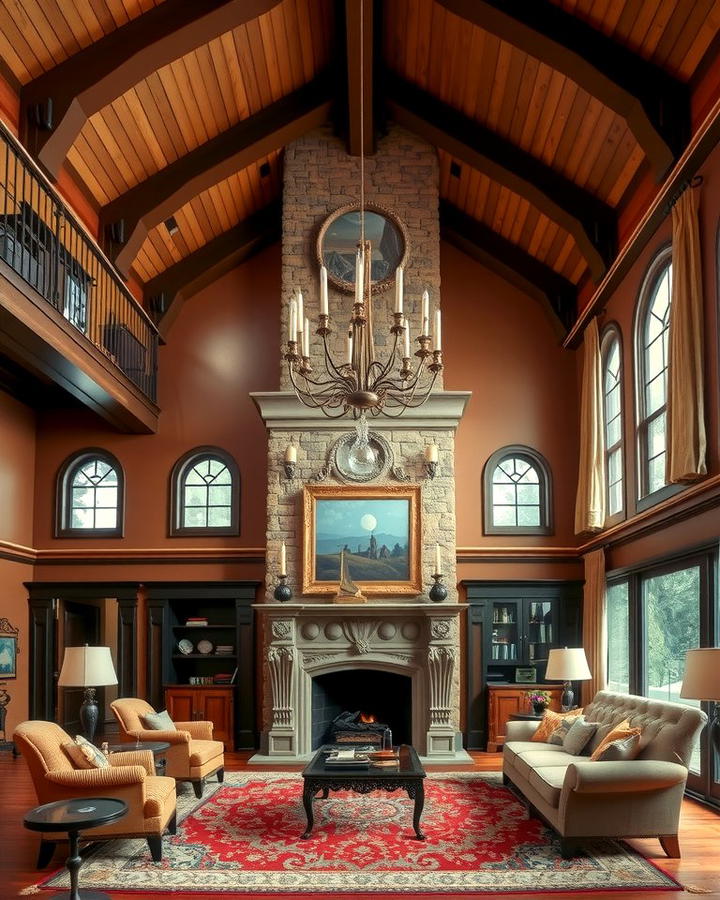 Grand Traditional Style - 25 Rooms With Fireplaces With Vaulted Ceilings Features