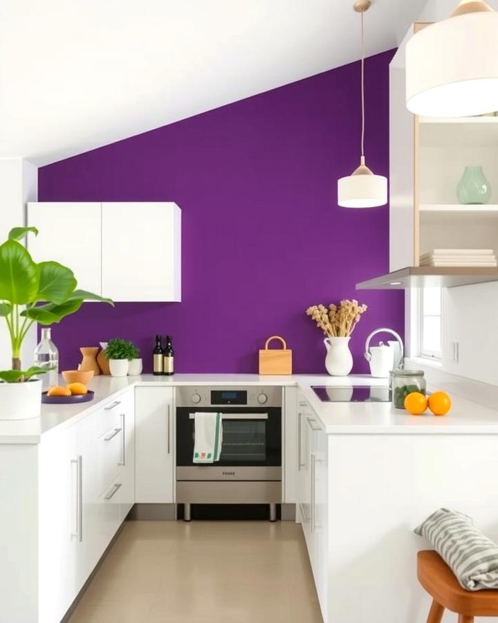 Grape Toned Accent Walls for a Vibrant Focus - 25 Purple Kitchen Ideas