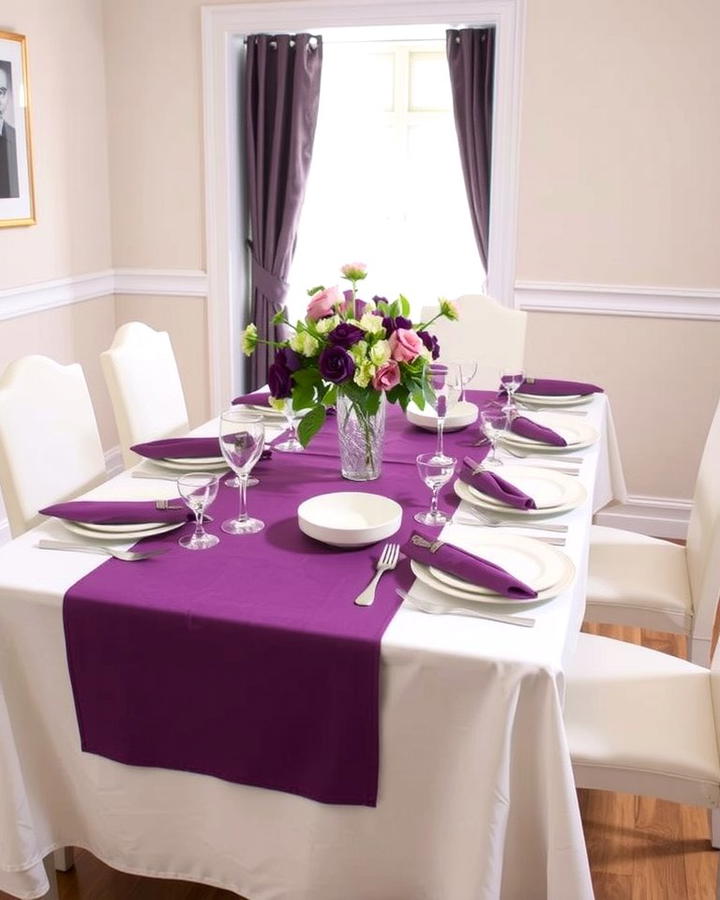 Grape Toned Table Runners - 25 Purple Dining Room Ideas