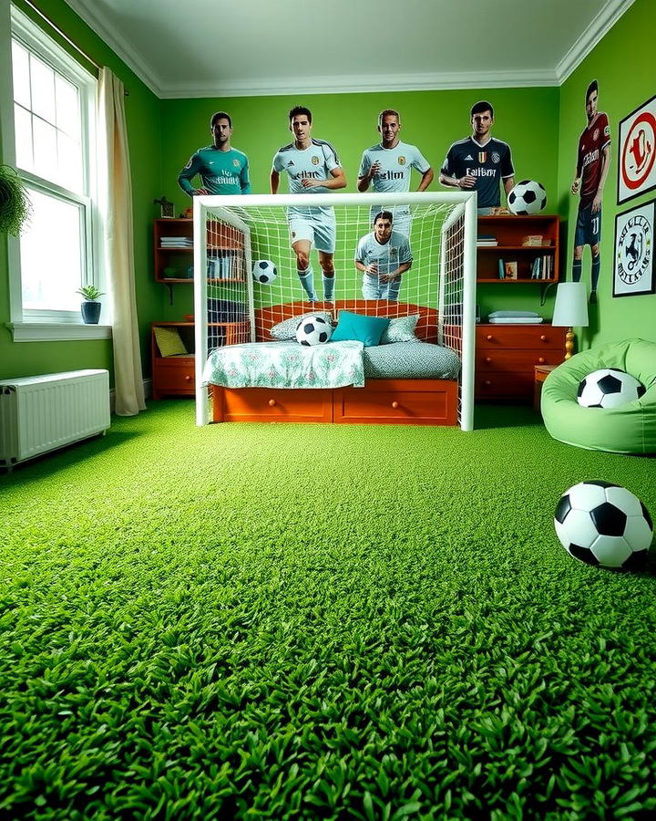 Grass Like Carpet - 30 Soccer Themed Bedroom Ideas