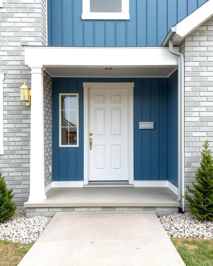 Gray Brick with Blue Vinyl Siding - 25 Vinyl Siding and Brick Combinations