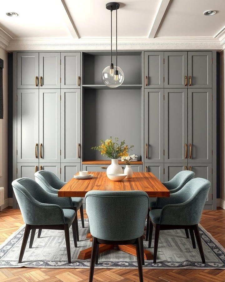 Gray Built In Storage Solutions - 30 Gray Dining Room Ideas