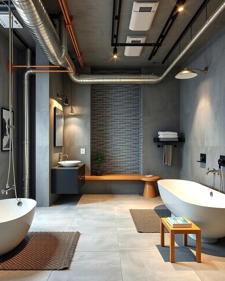 Gray Concrete Floors for Industrial Vibes - 30 Gray Floor Bathroom Ideas