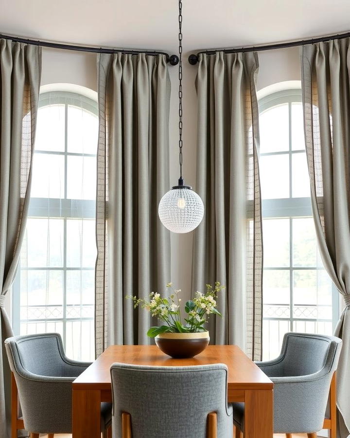 Gray Drapery - 30 Gray Dining Room Ideas