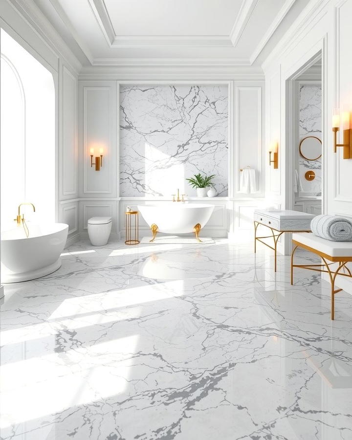 Gray Marble Elegance for a Luxe Look - 30 Gray Floor Bathroom Ideas