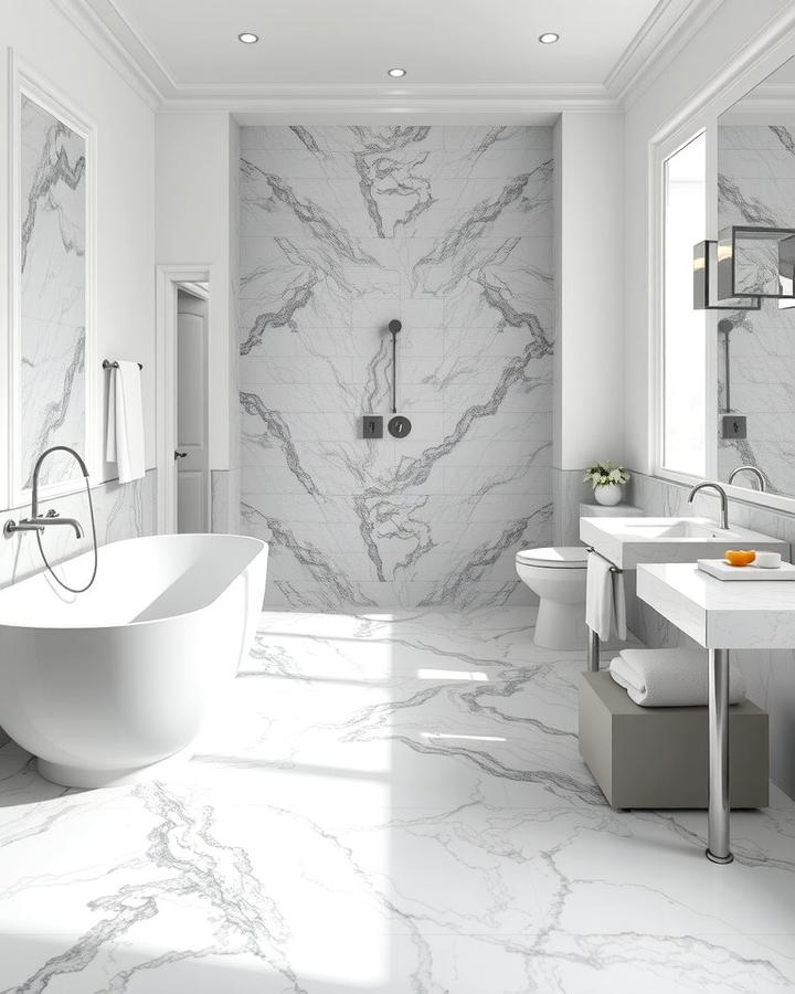 Gray Marble Flooring for a Luxurious Touch - 30 Gray Floor Bathroom Ideas