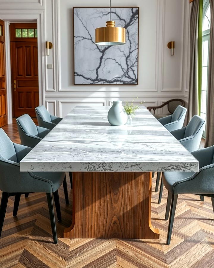 Gray Marble Tabletop - 30 Gray Dining Room Ideas