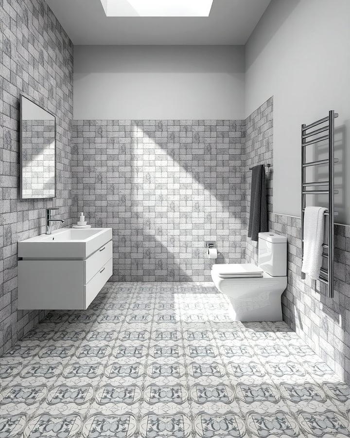 Gray Mosaic Tiles for Intricate Detail - 30 Gray Floor Bathroom Ideas