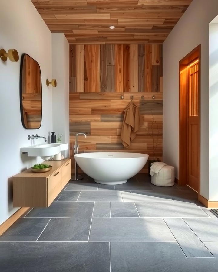 Gray Slate Flooring for Natural Elegance - 30 Gray Floor Bathroom Ideas