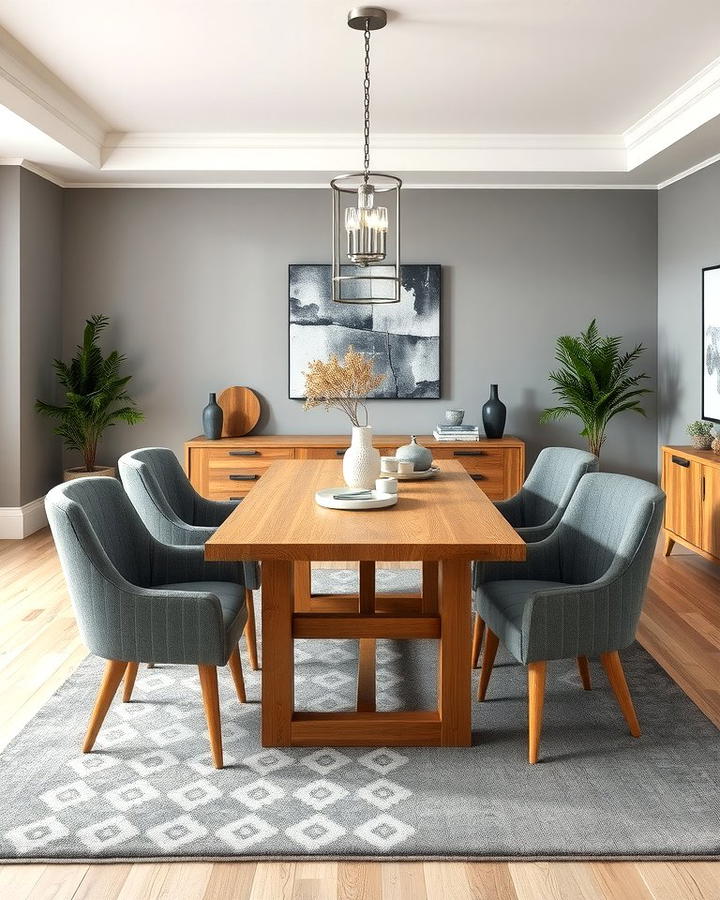 Gray and Wood Combination - 30 Gray Dining Room Ideas