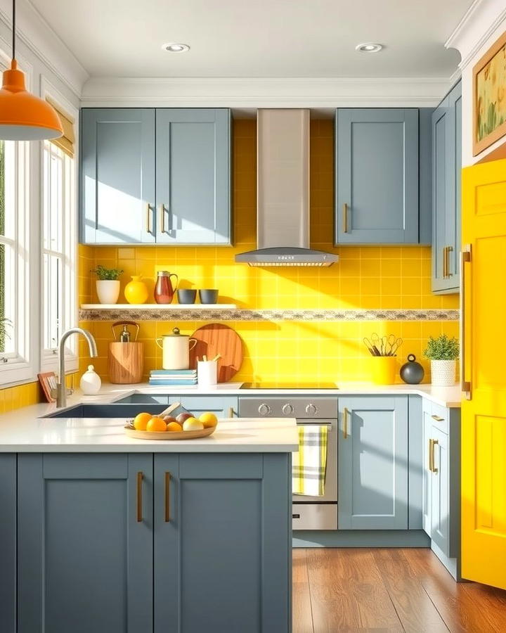 Gray and Yellow Cheerfulness - 25 Two Tone Kitchen Cabinet Ideas