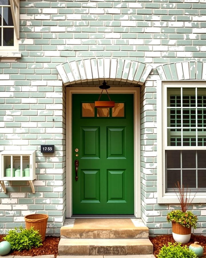 Green Brick with Whitewashed Finish - 30 Green Brick Exterior Home Ideas