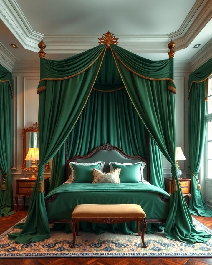 Green Canopy Beds for a Regal Look - 30 Green Bedroom Ideas