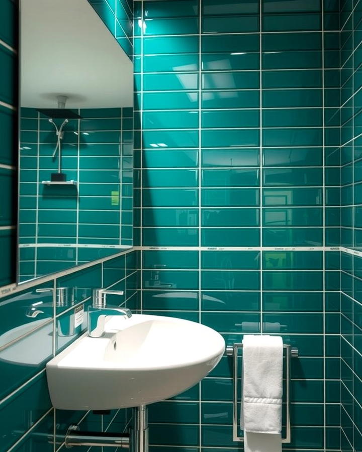 Green Glass Tiles for a Sleek and Shiny Finish - 30 Green Tile Bathroom Ideas