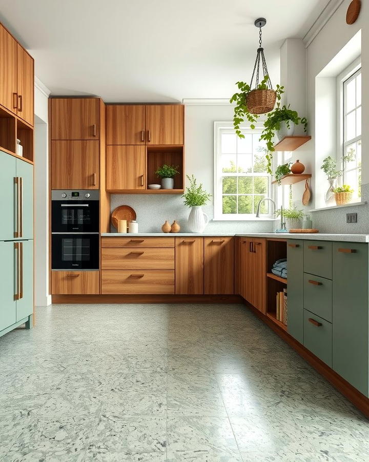 Green Hued Terrazzo for a Nature Inspired Look - 25 Terrazzo Kitchen Floor Ideas