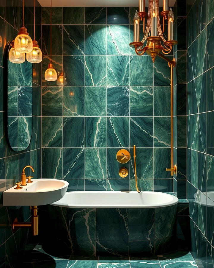 Green Marble Tiles for Luxury - 30 Green Tile Bathroom Ideas