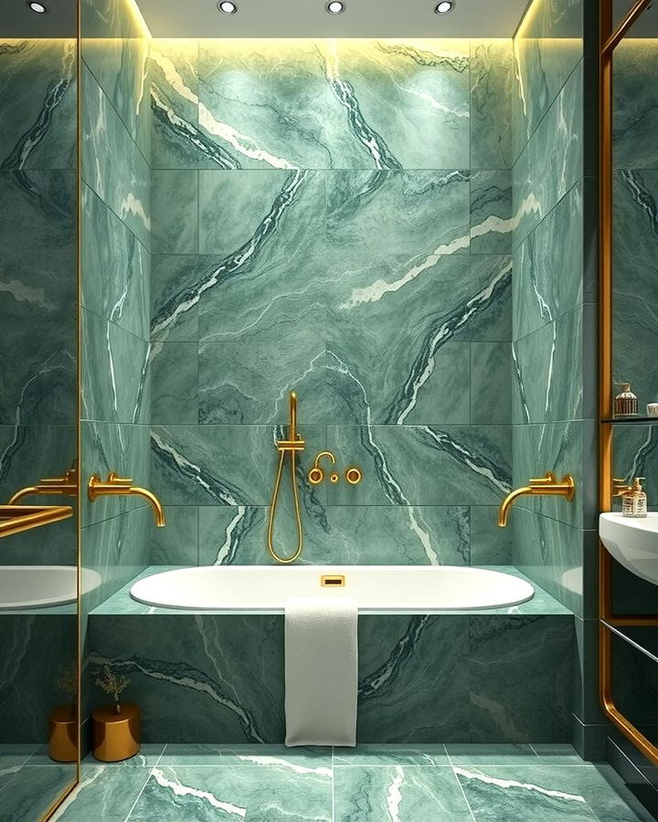 Green Marble Tiles for a Sophisticated Look - 30 Green Tile Bathroom Ideas