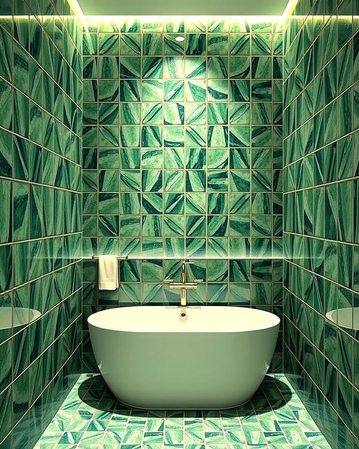 Green Mosaic Tiles for a Luxurious Spa Look - 30 Green Tile Bathroom Ideas