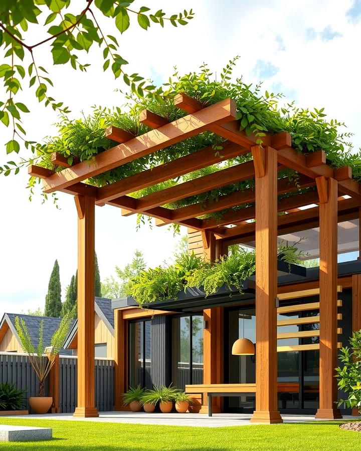 Green Roof Pergola - 25 Patio Pergola Ideas