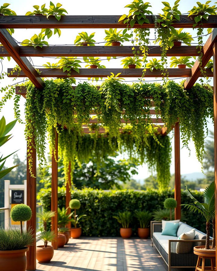 Green Roof with Climbing Plants for Natural Beauty - 25 Pergola Roof Ideas