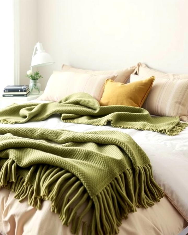 Green Throw Blankets for Cozy Layers - 30 Green Bedroom Ideas