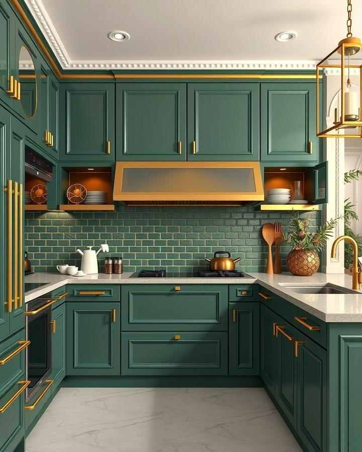 Green and Gold Luxe - 25 Two Tone Kitchen Cabinet Ideas