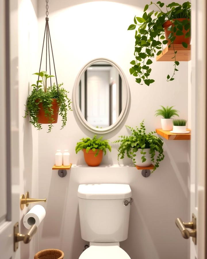 Greenery for Freshness - 25 Small Powder Room Ideas