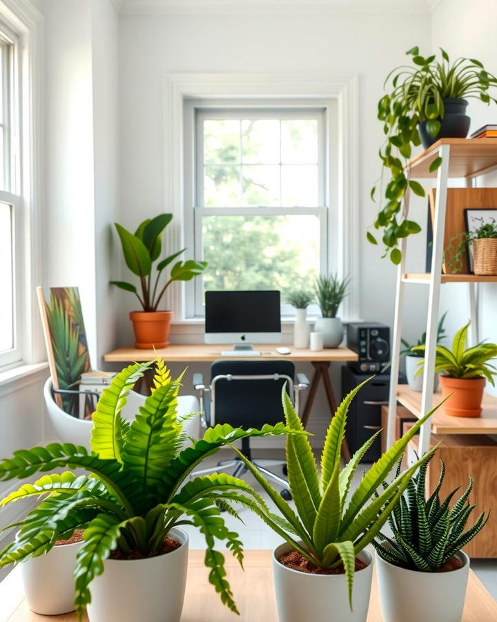 Greenery for a Natural Touch - 30 Home Office Ideas for Her