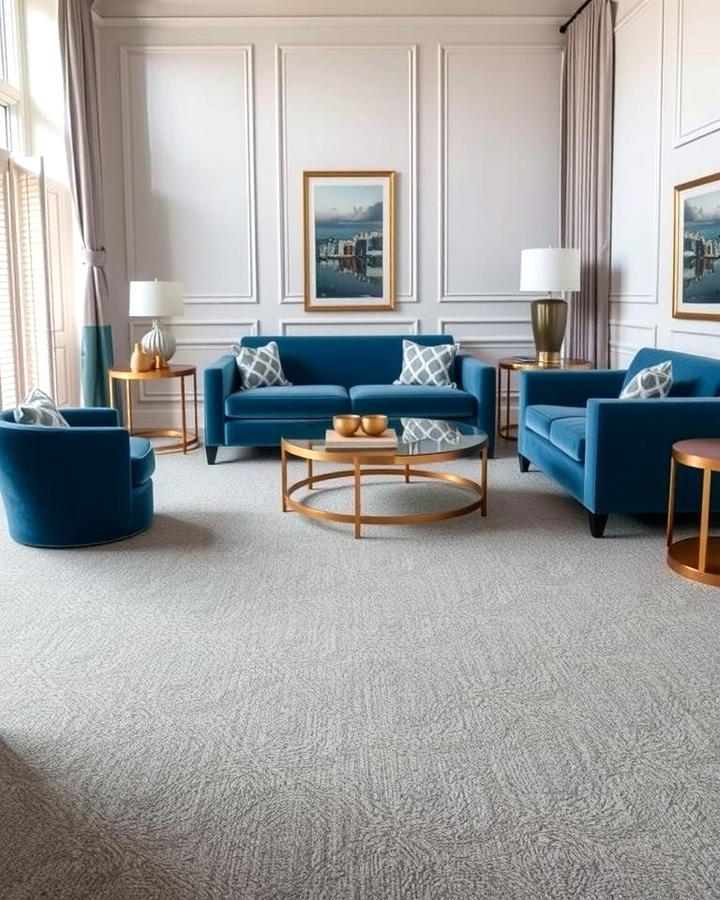 Grey Carpet with Blue Furniture - 30 Blue and Grey Living Room Ideas