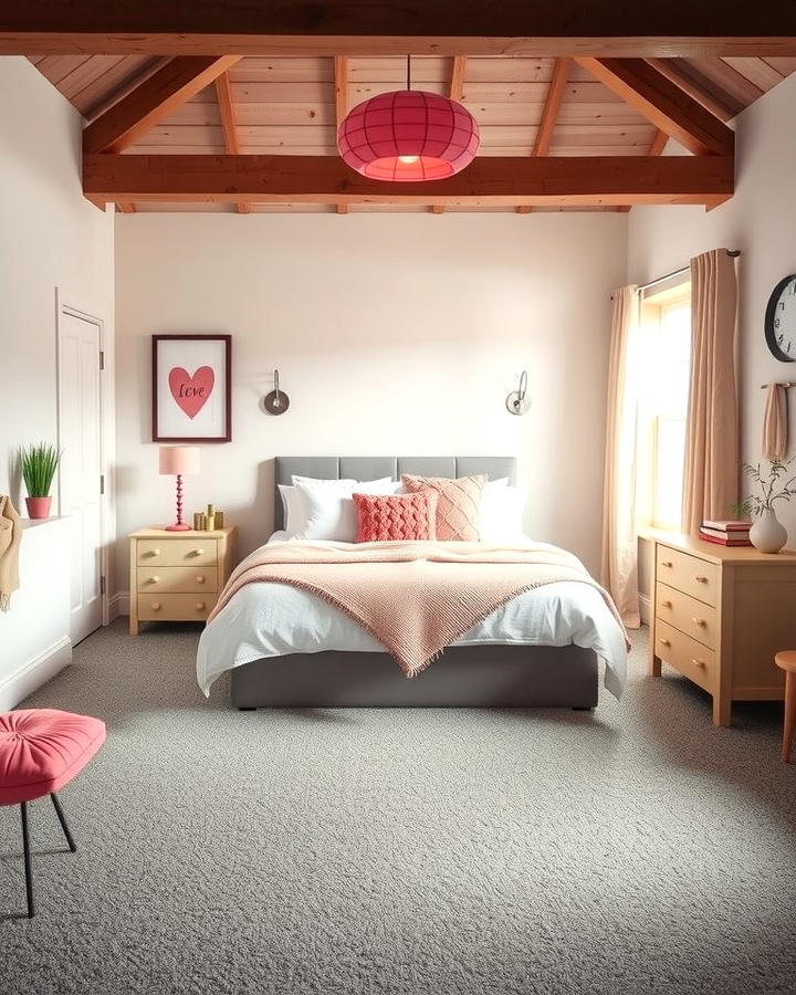 Grey Carpets with Pink Accents - 25 Pink and Grey Bedroom Ideas