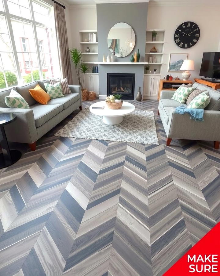 Grey Chevron Pattern for Dynamic Appeal - 30 grey flooring living room ideas