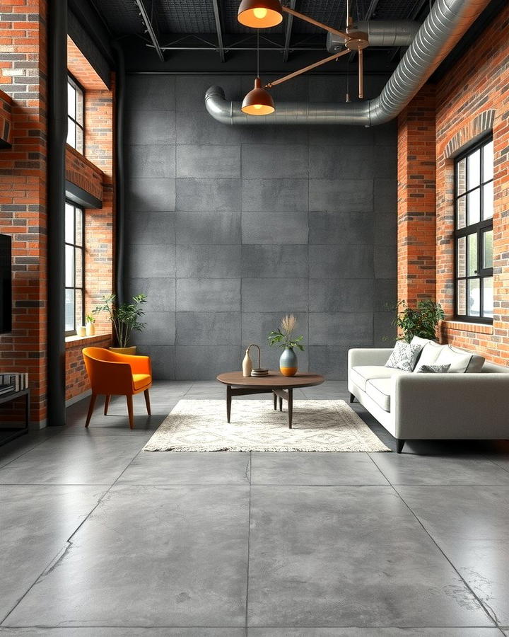 Grey Concrete for Industrial Vibes - 30 grey flooring living room ideas