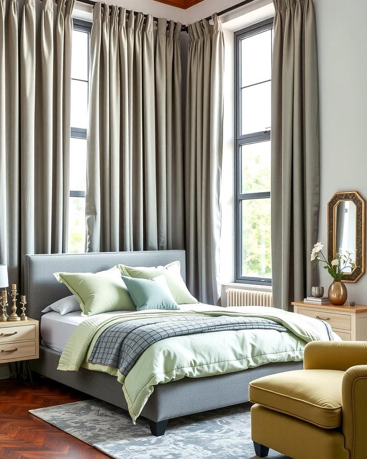 Grey Curtains with Sage Green Furniture - 25 Sage Green and Grey Bedroom Ideas