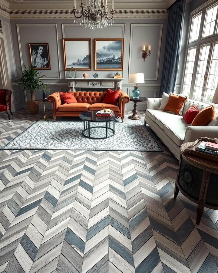 Grey Herringbone for Timeless Elegance - 30 grey flooring living room ideas