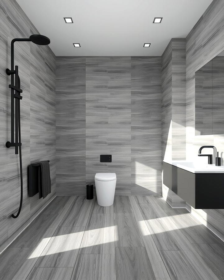 Grey Toned Wood for Modern Minimalism - 30 Ideas for Wood Floors in Bathrooms